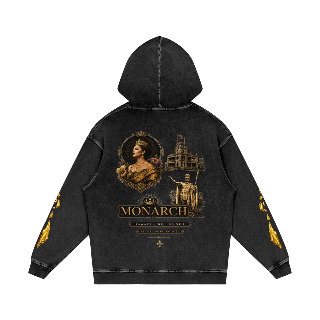 808HUSTLAH Snow Washed Loose Cotton Hoodie