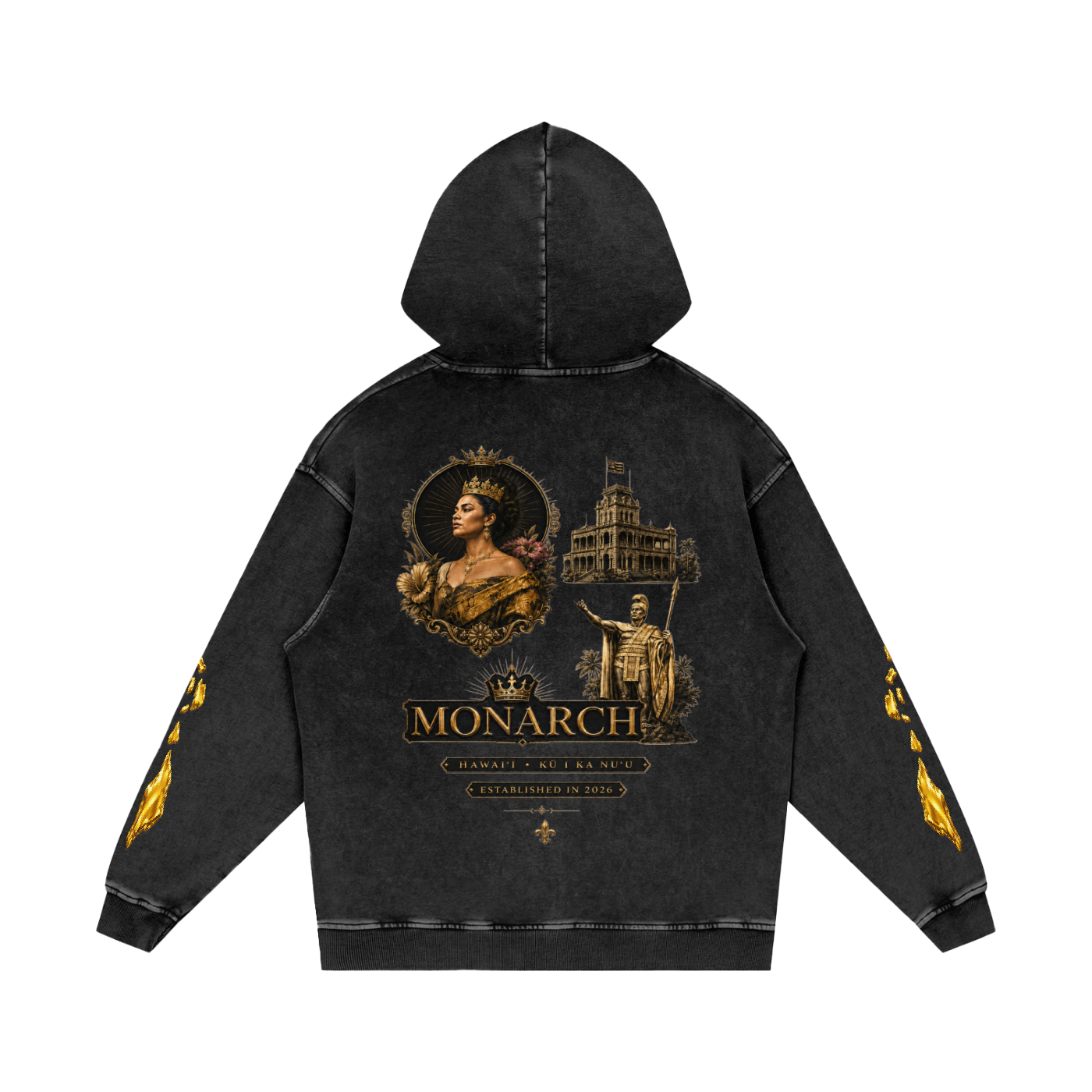 808HUSTLAH Snow Washed Loose Cotton Hoodie