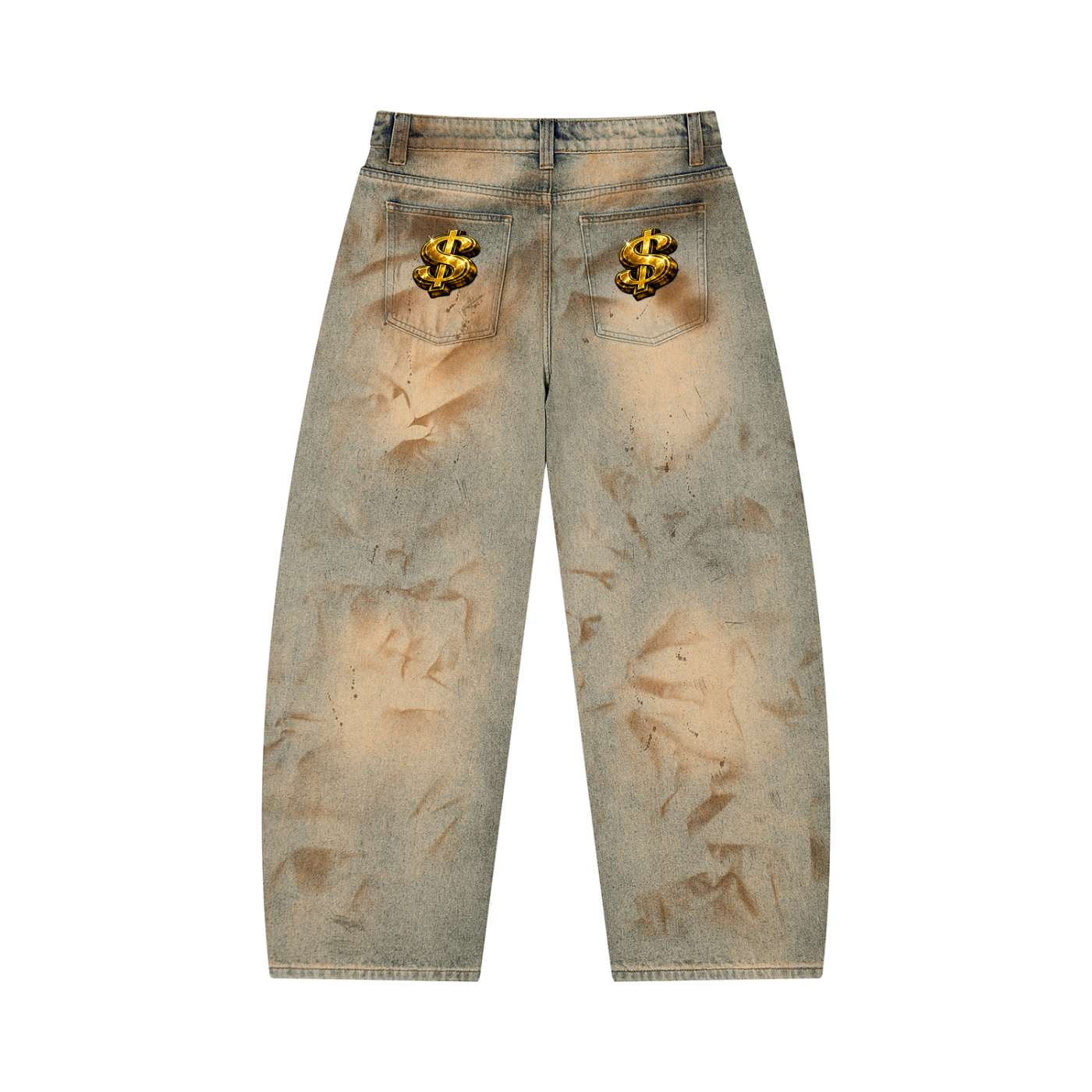 808HUSTLAH Vintage Wash Barrel Leg Jeans