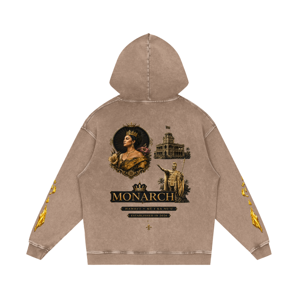 808HUSTLAH Snow Washed Loose Cotton Hoodie