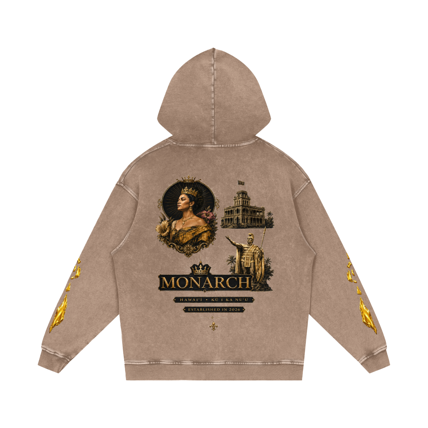 808HUSTLAH Snow Washed Loose Cotton Hoodie