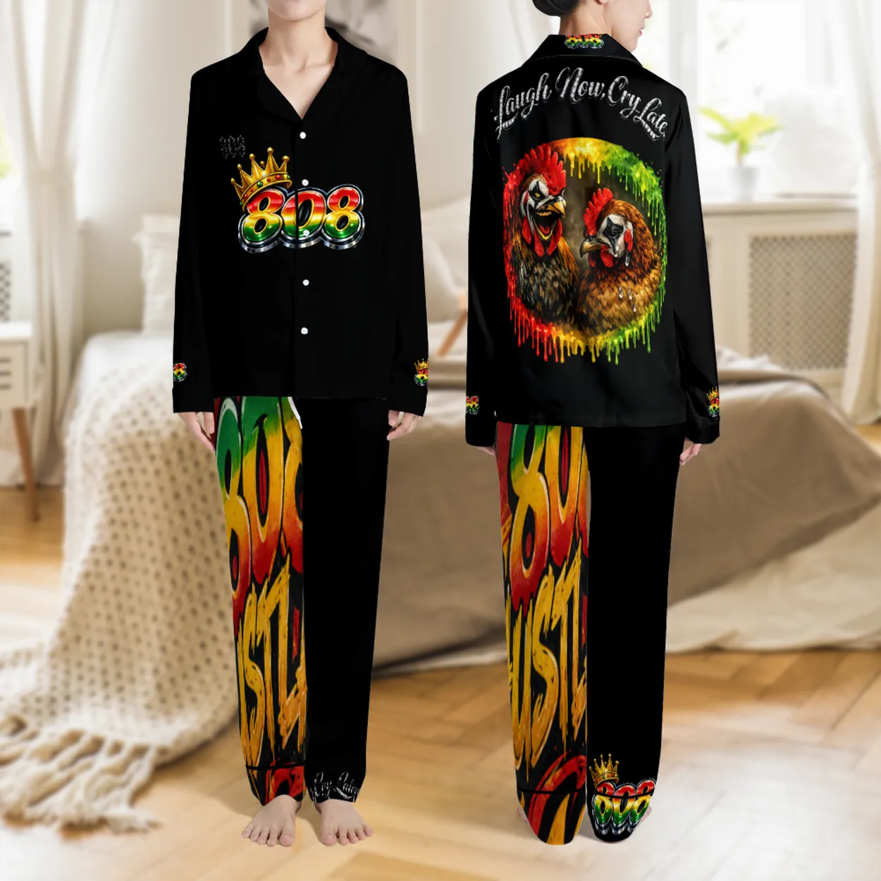 808HUSTLAH SATIN PAJAMA SET