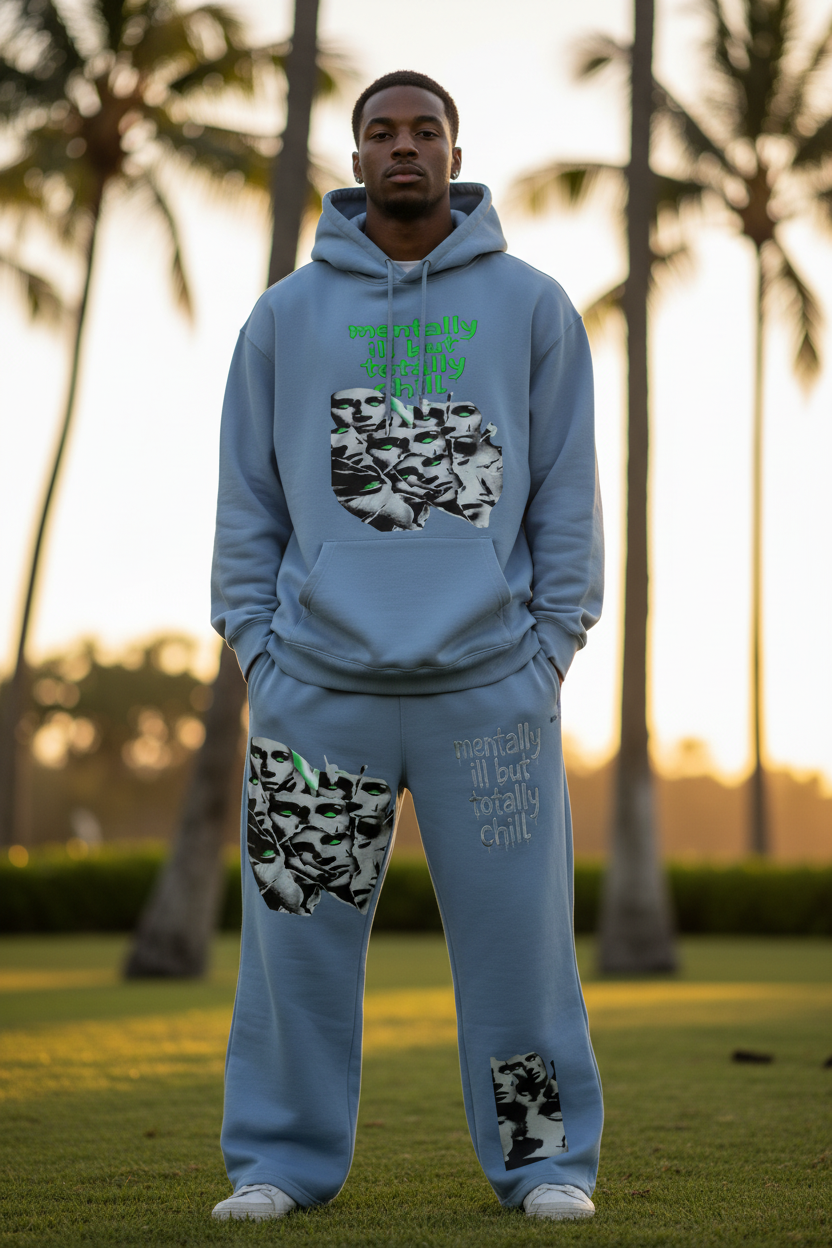 808HUSTLAH Blue Set Male Front