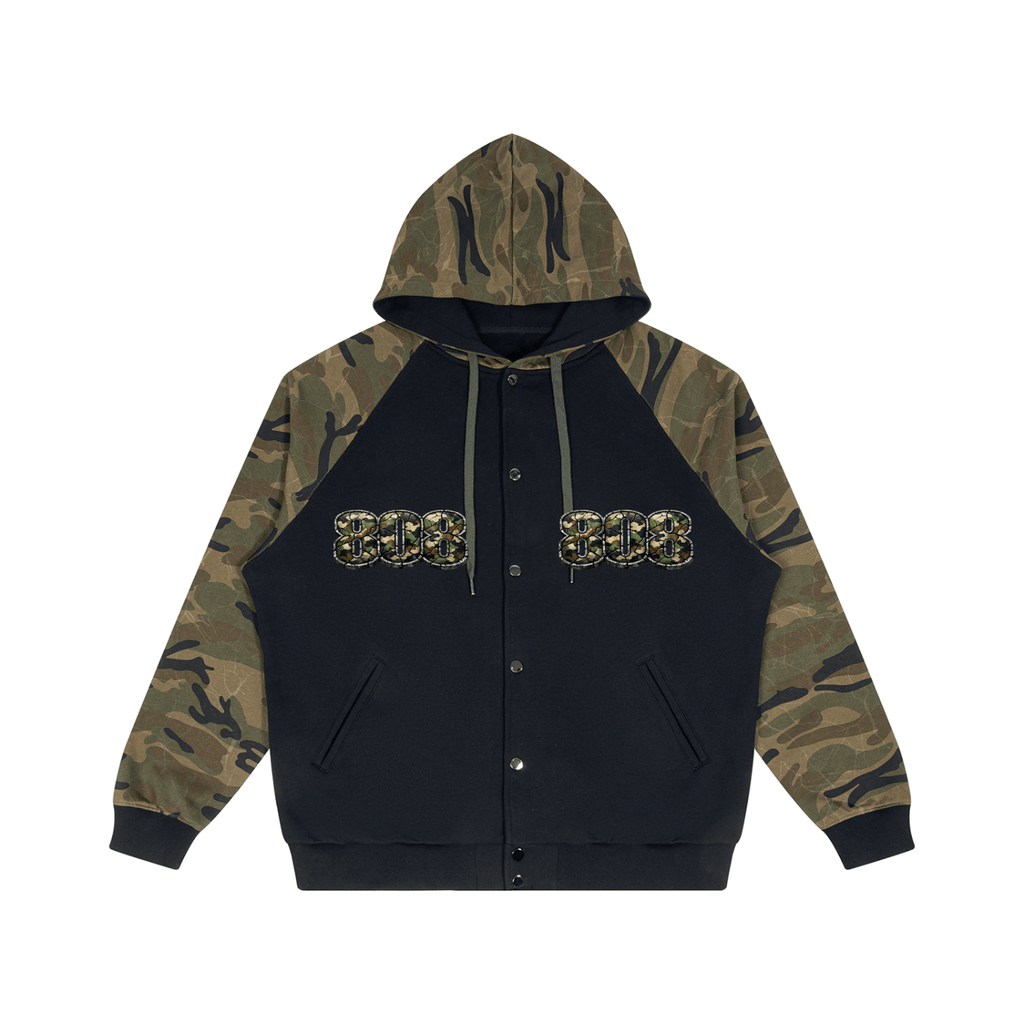 808HUSTLAH Camo-Splice Raglan Zip Hoodie - 808HUSTLAH