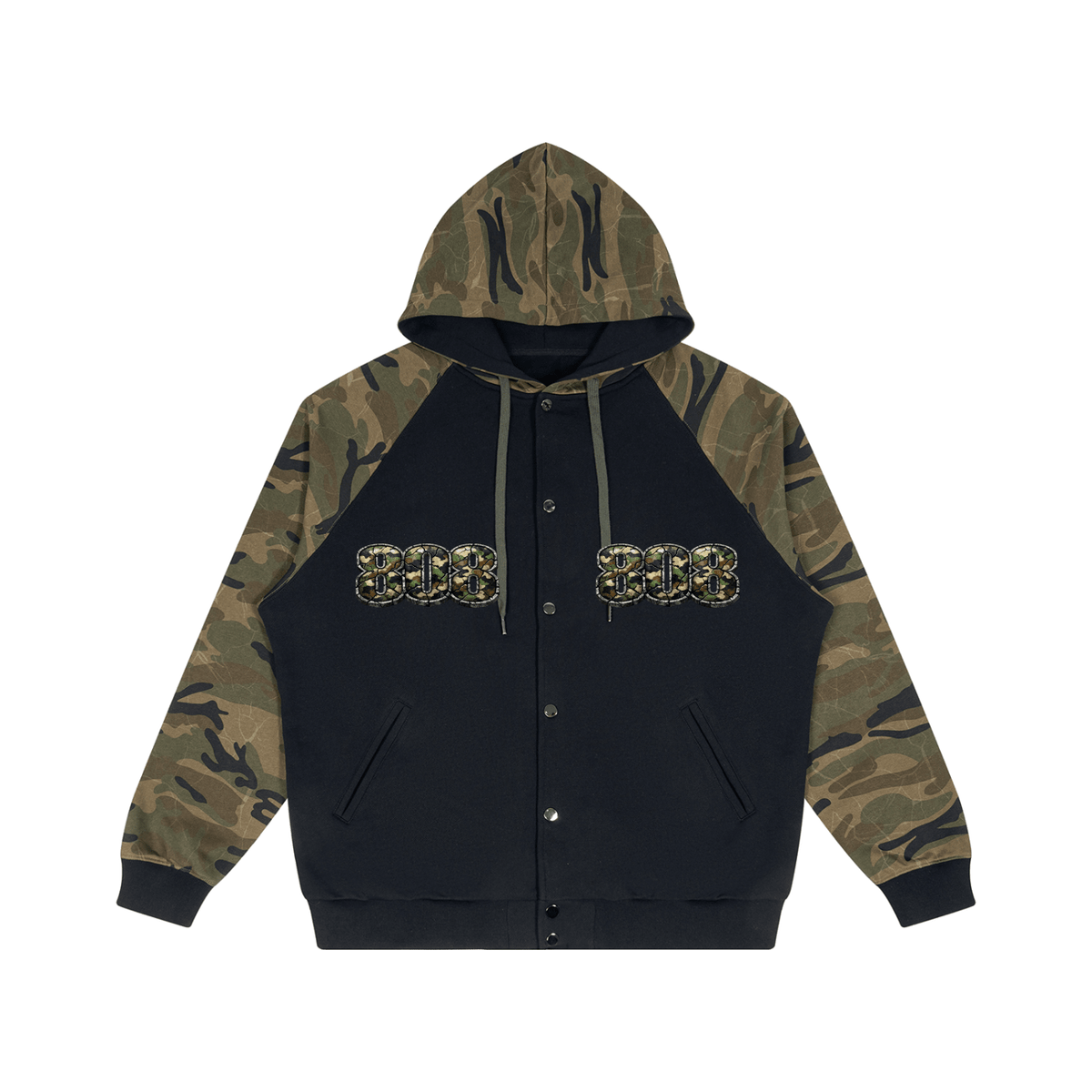 808HUSTLAH Camo-Splice Raglan Zip Hoodie - 808HUSTLAH