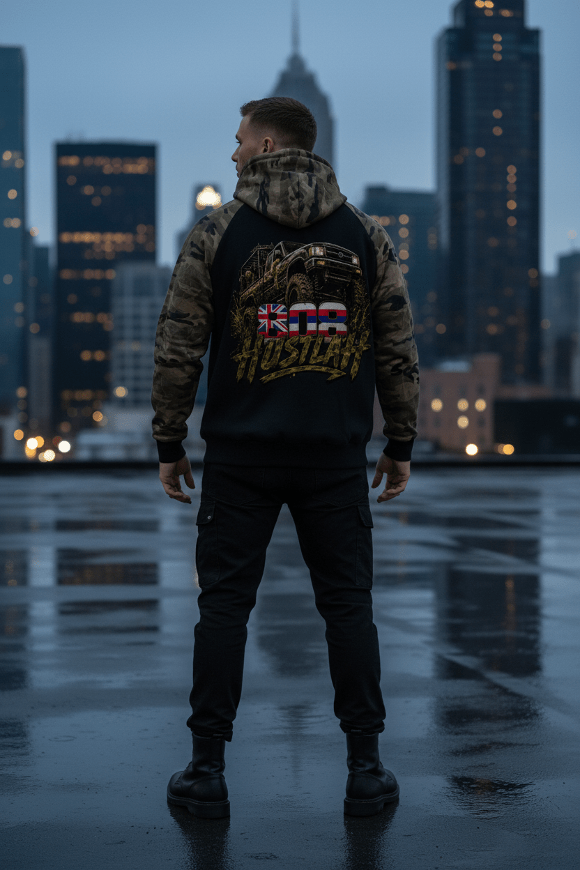 808HUSTLAH Camo-Splice Raglan Zip Hoodie - 808HUSTLAH