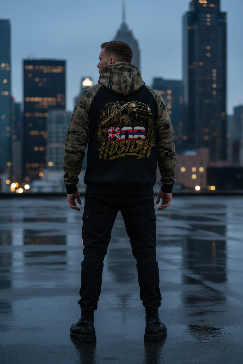 808HUSTLAH Camo-Splice Raglan Zip Hoodie – Back (Final)