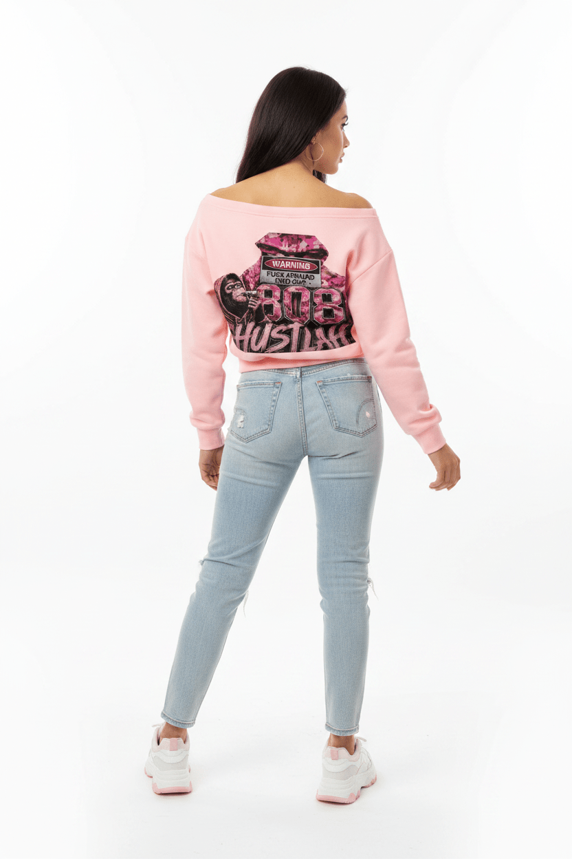 808HUSTLAH Gorilla Off-Shoulder Sweatshirt - 808HUSTLAH