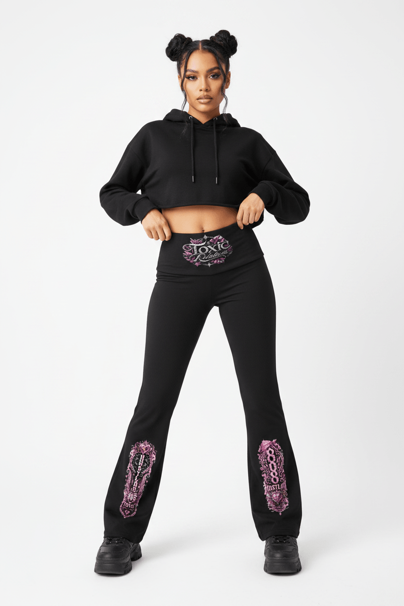 808HUSTLAH High Rise Flared Yoga Pants - 808HUSTLAH
