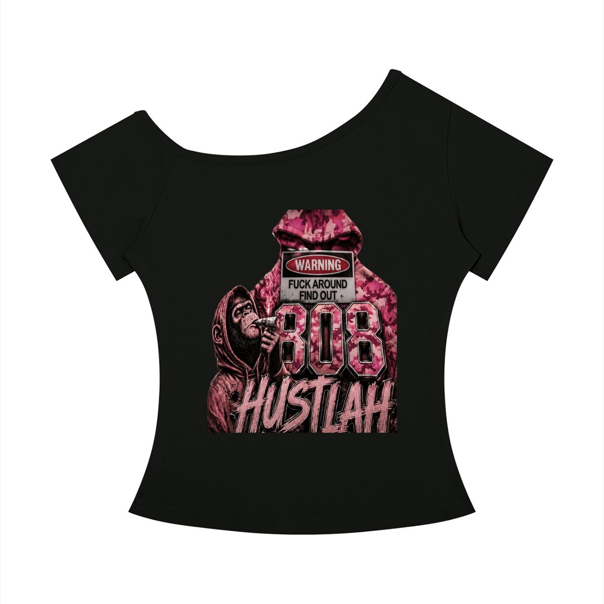 808HUSTLAH Mentally ill but totally chill Off-the-Shoulder Tee - 808HUSTLAH