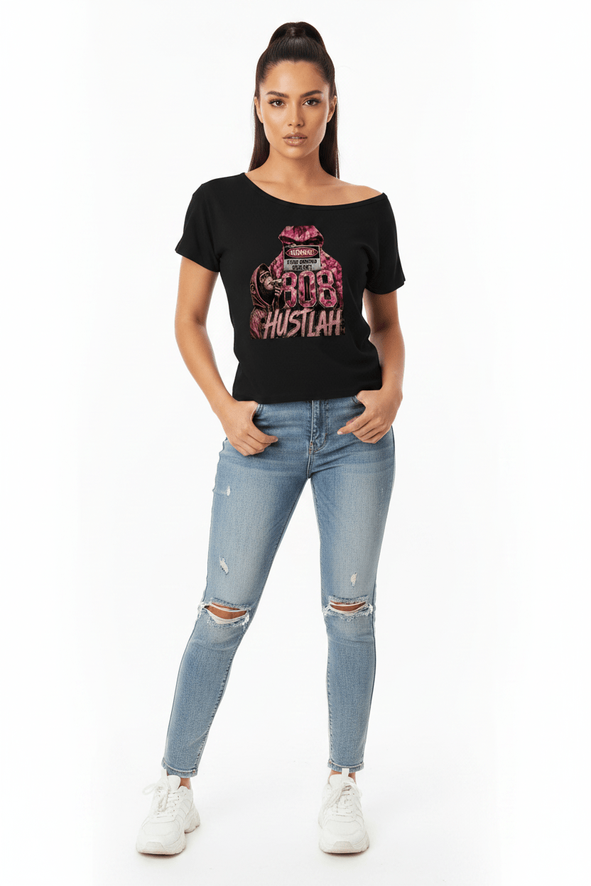 808HUSTLAH Mentally ill but totally chill Off-the-Shoulder Tee - 808HUSTLAH