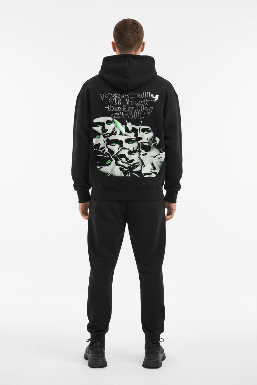 808HUSTLAH Mentally Ill Full-Zip Boxy Hoodie - 808HUSTLAH