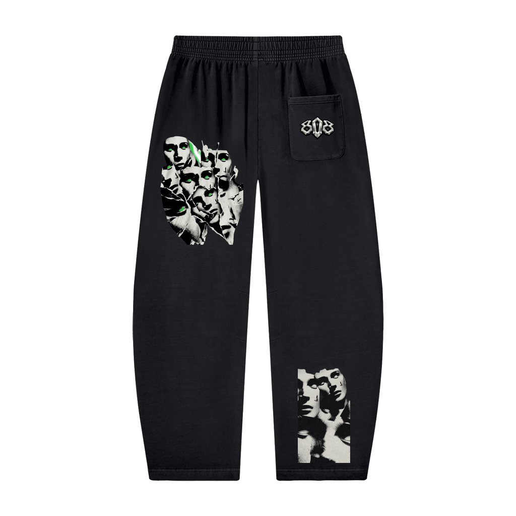 808HUSTLAH MENTALLY ILL Vintage Washed Barrel Leg Sweatpants - 808HUSTLAH