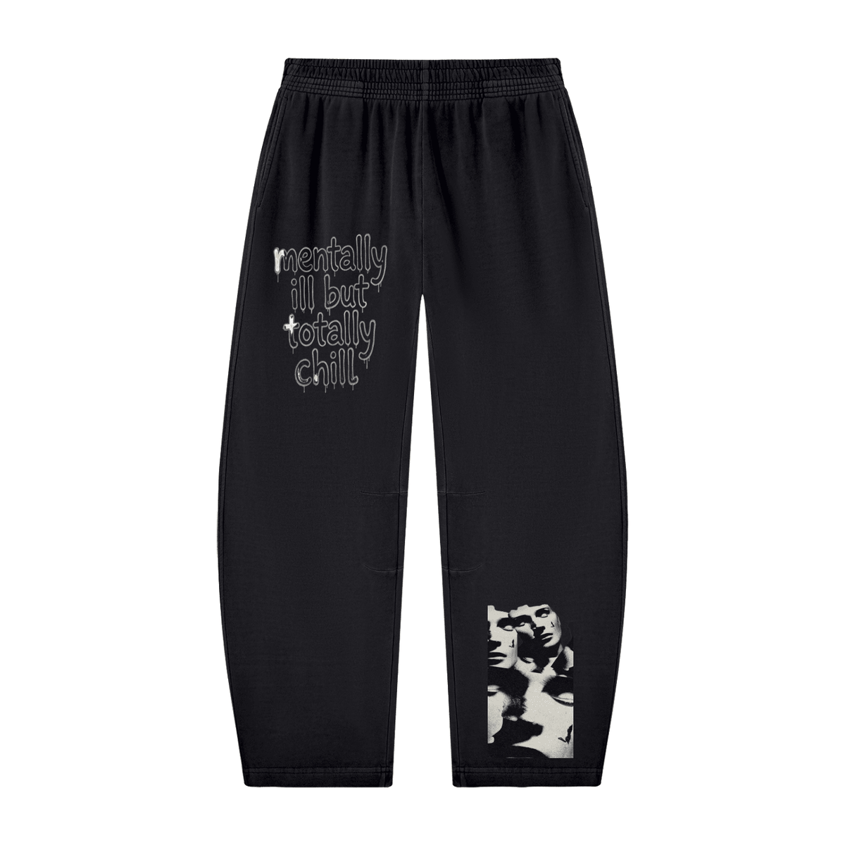 808HUSTLAH MENTALLY ILL Vintage Washed Barrel Leg Sweatpants - 808HUSTLAH