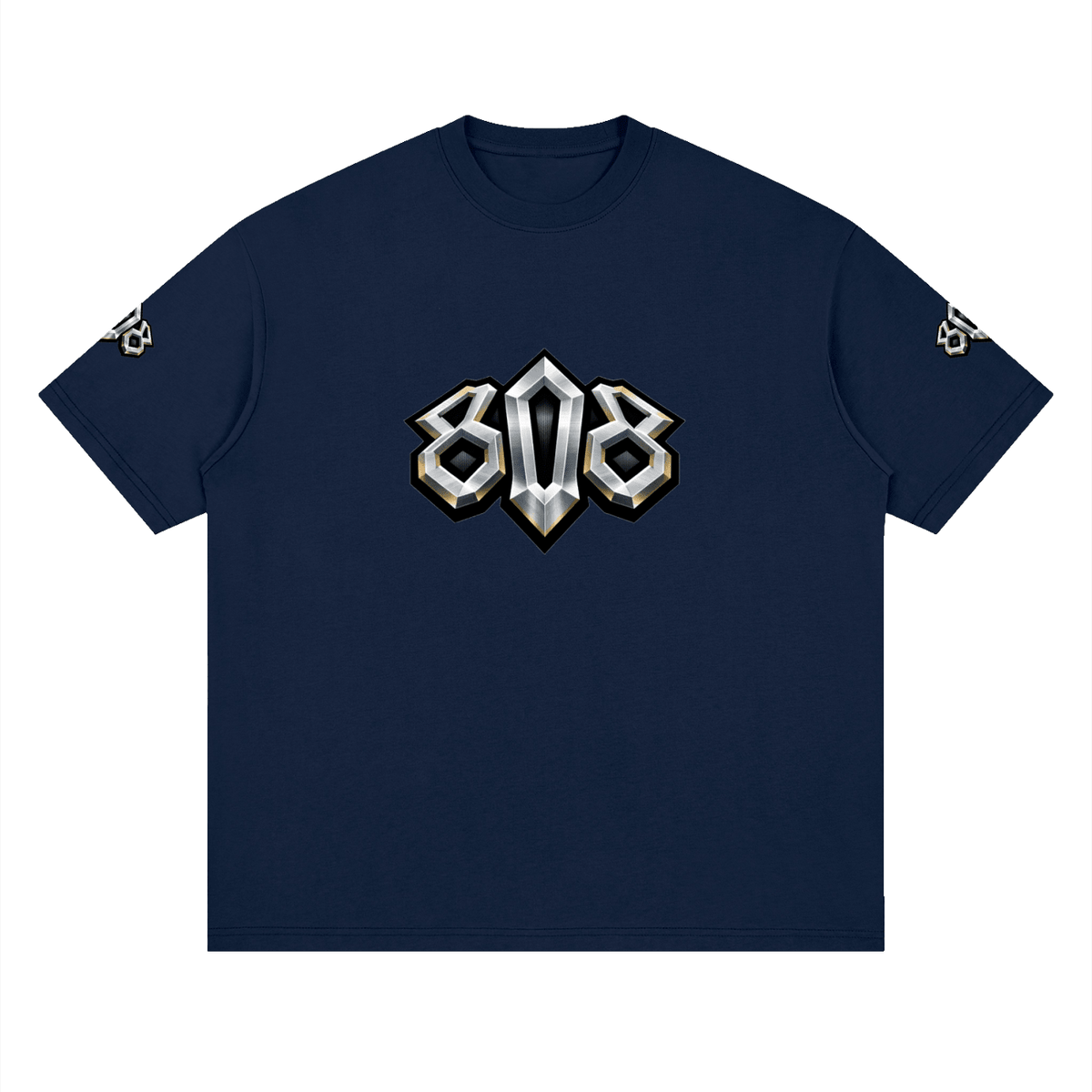 808HUSTLAH Metallic Rooster Streetwear Loose Drop Shoulder T-Shirt - 808HUSTLAH