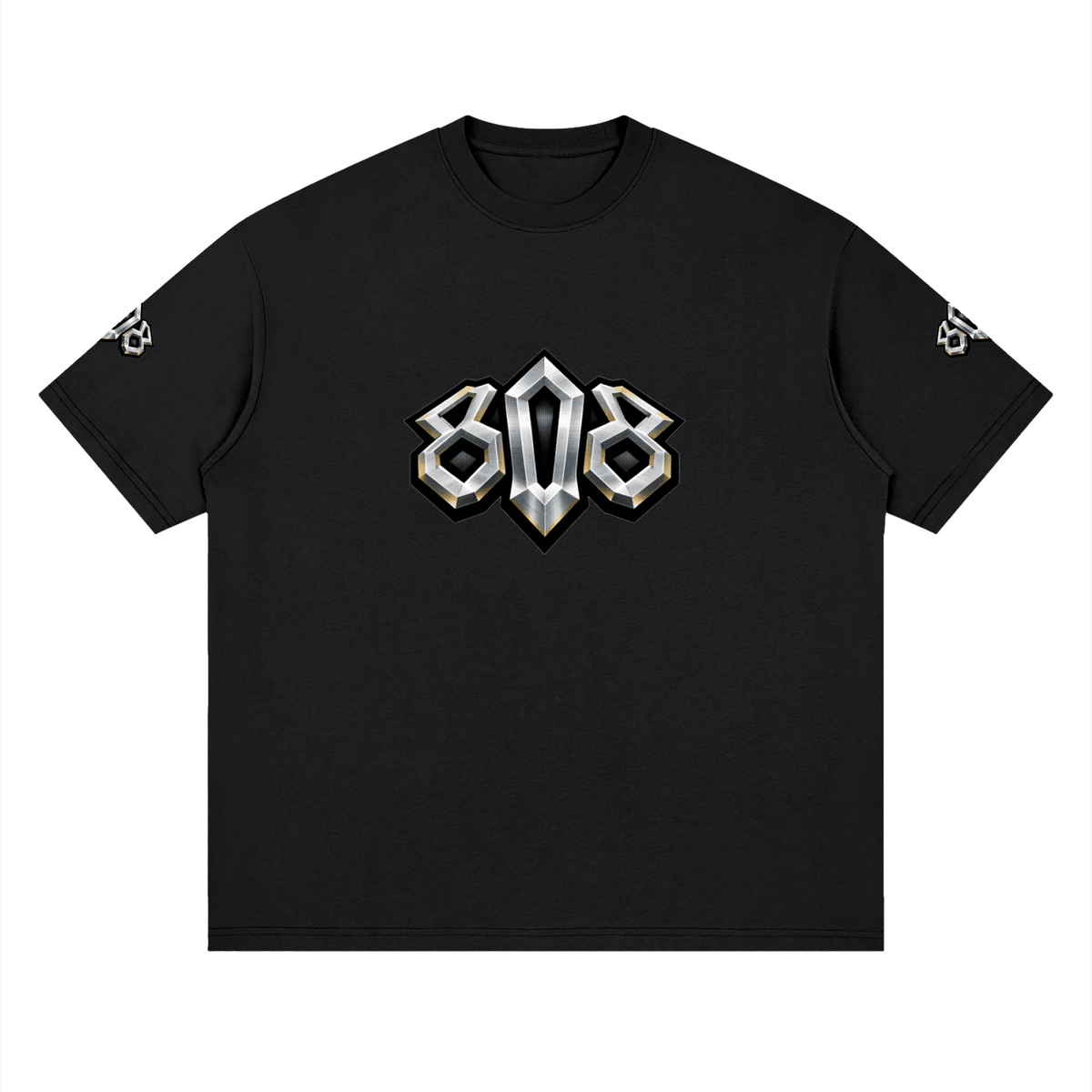 808HUSTLAH Metallic Rooster Streetwear Loose Drop Shoulder T-Shirt - 808HUSTLAH