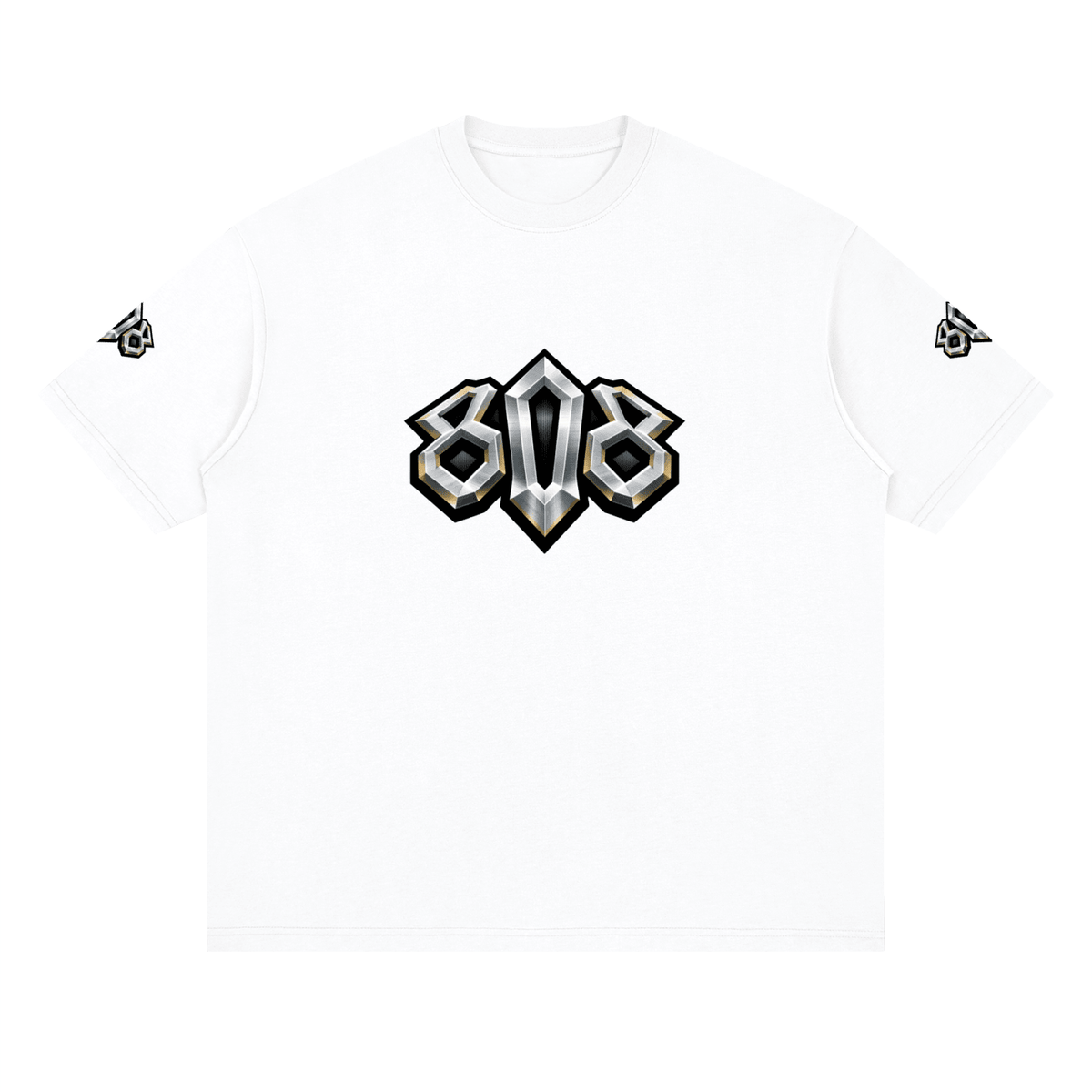 808HUSTLAH Metallic Rooster Streetwear Loose Drop Shoulder T-Shirt - 808HUSTLAH