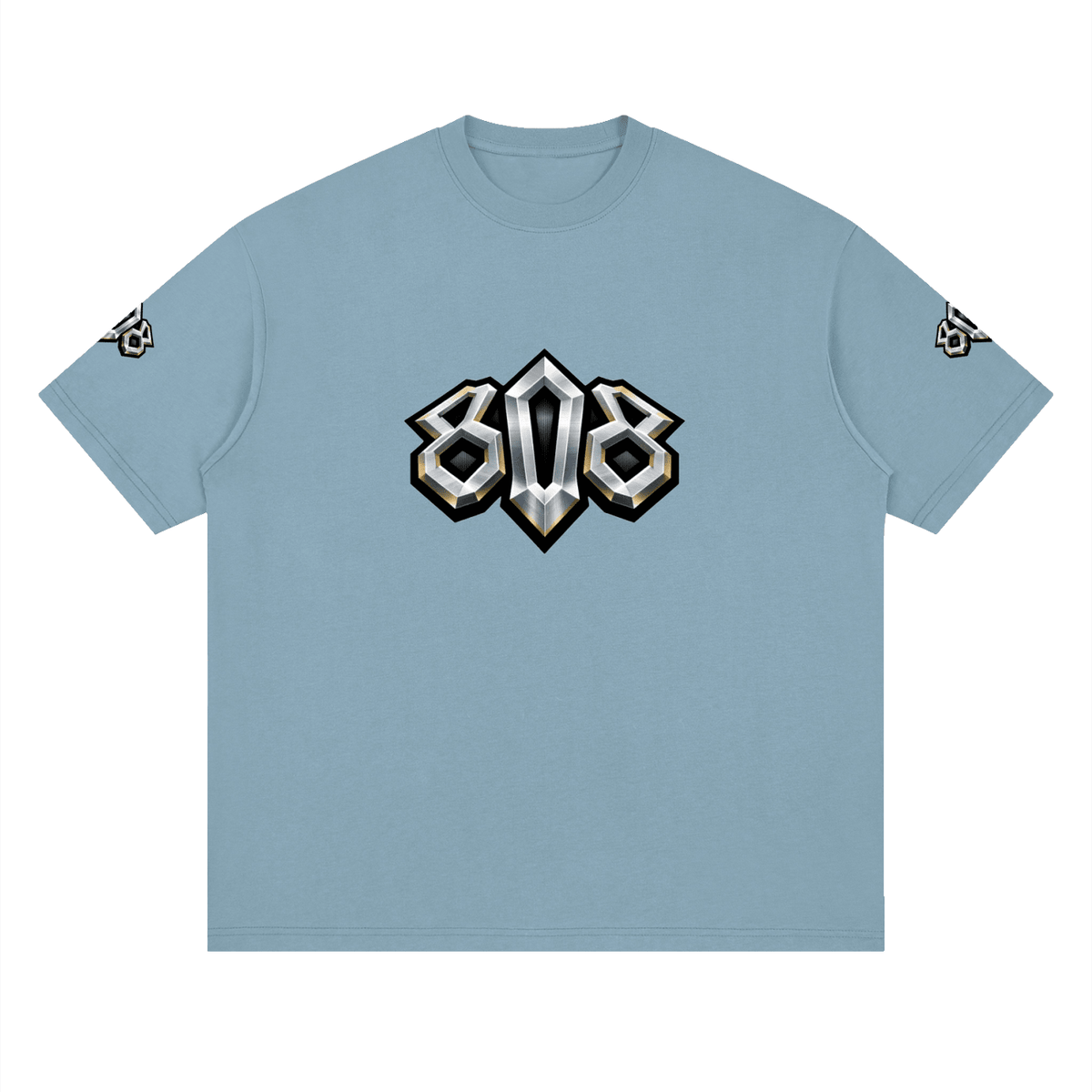 808HUSTLAH Metallic Rooster Streetwear Loose Drop Shoulder T-Shirt - 808HUSTLAH