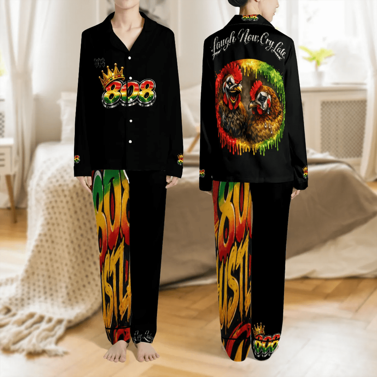 808HUSTLAH SATIN PAJAMA SET - 808HUSTLAH