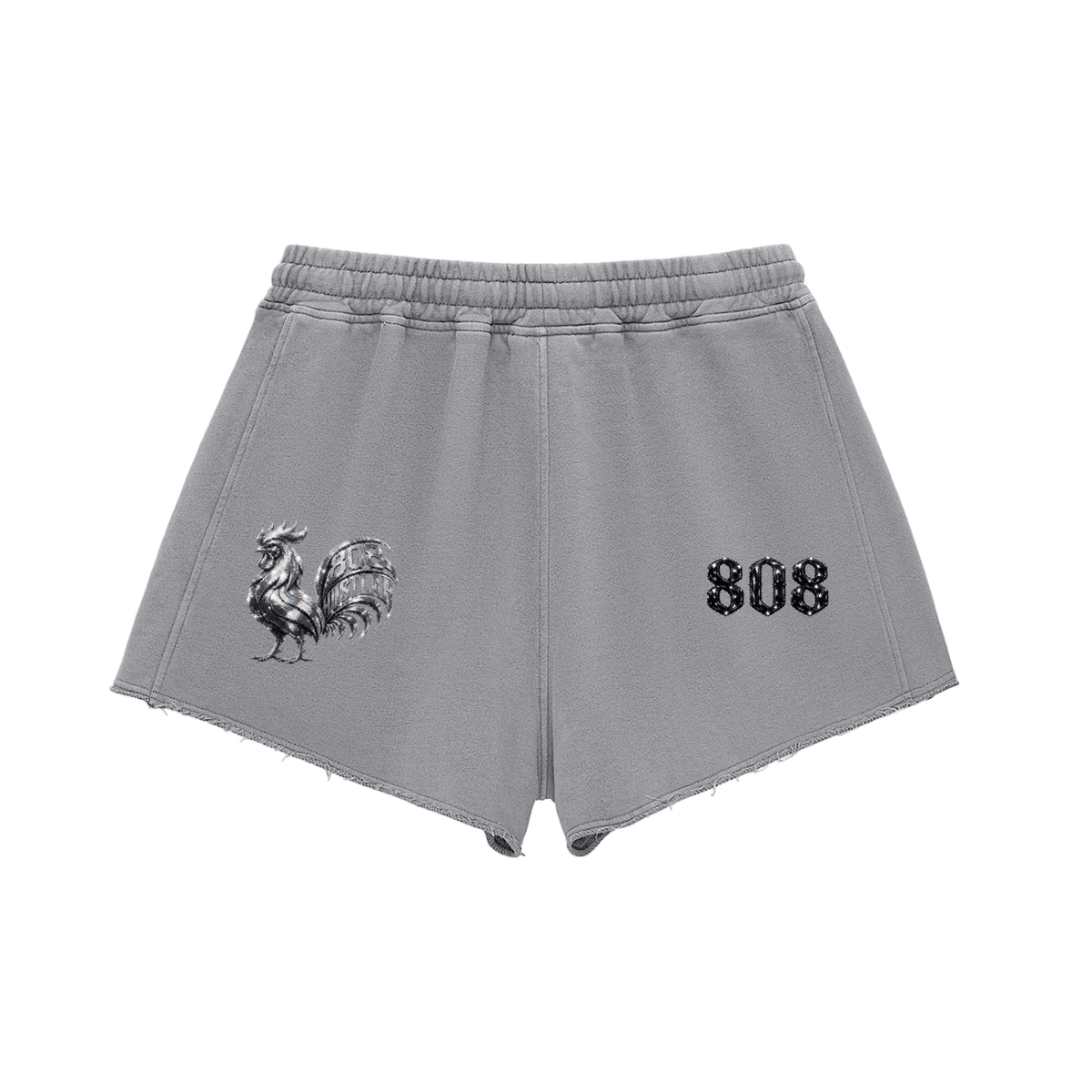 808HUSTLAH STREETWEAR Raw Edge Drawstring Shorts - 808HUSTLAH
