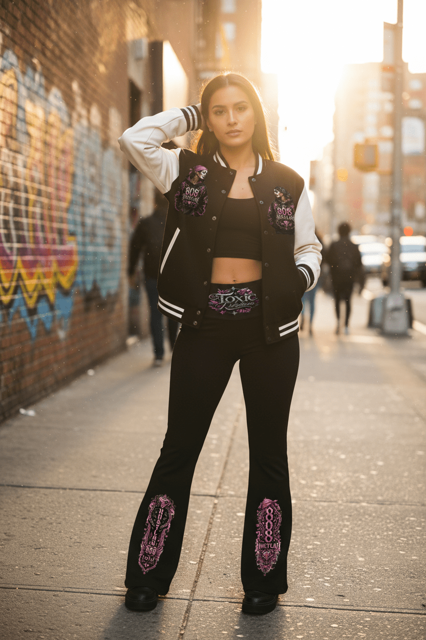 808HUSTLAH TOXIC RELATIONS Two-Tone Fleeced Varsity Jacket - 808HUSTLAH