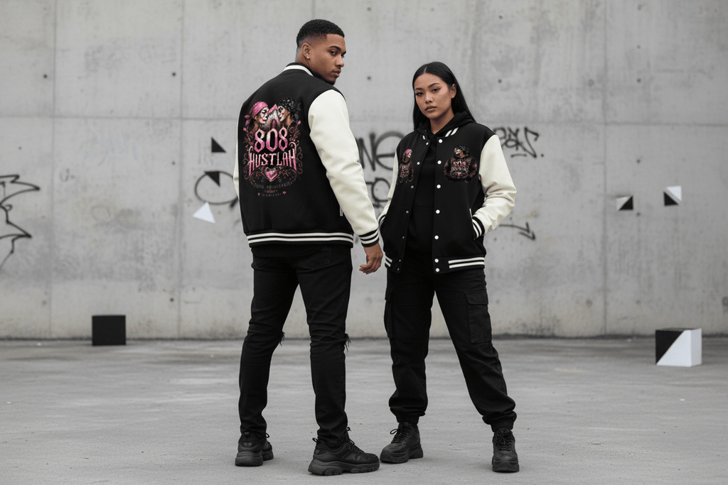 808HUSTLAH TOXIC RELATIONS Two-Tone Fleeced Varsity Jacket - 808HUSTLAH