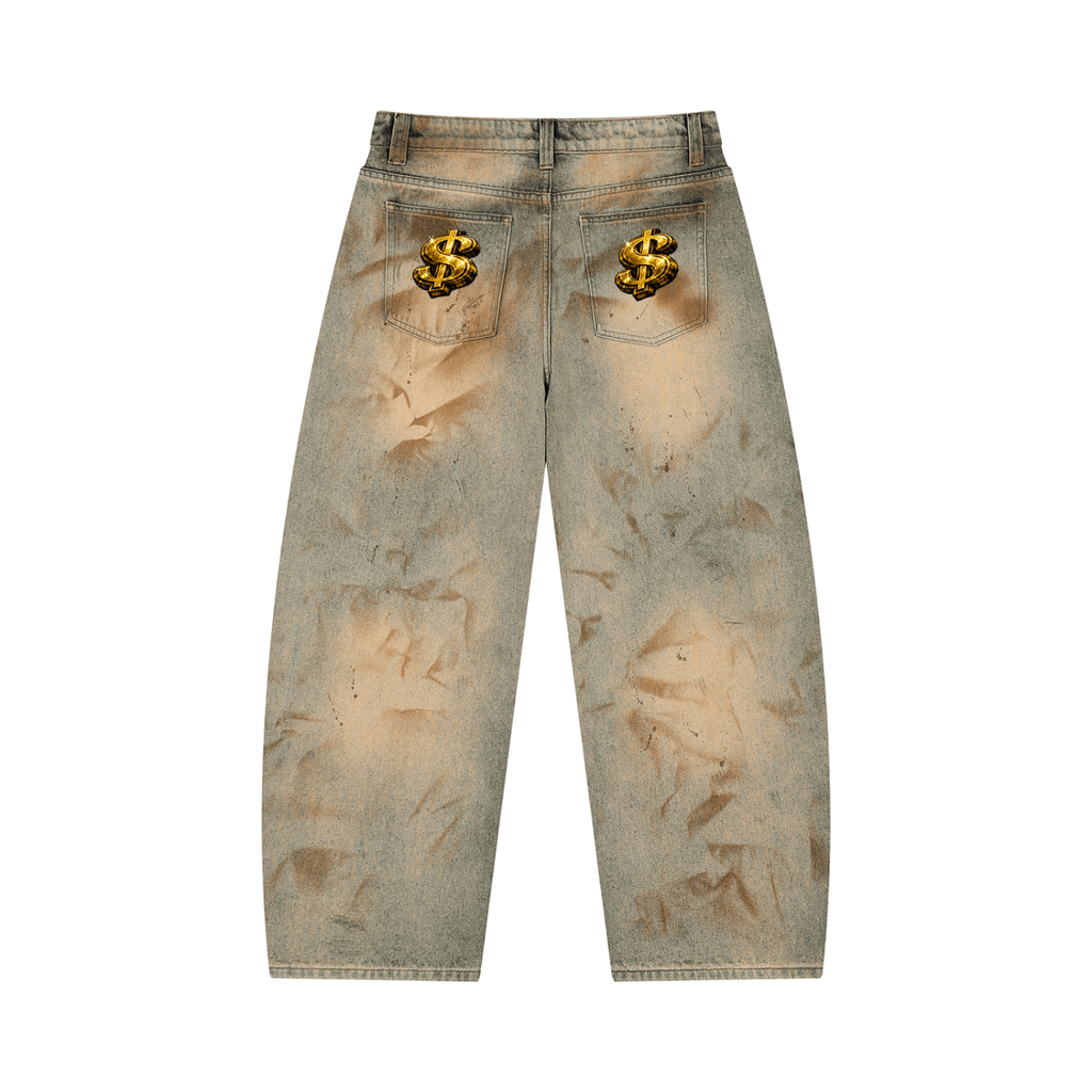 808HUSTLAH Vintage Wash Barrel Leg Jeans - 808HUSTLAH