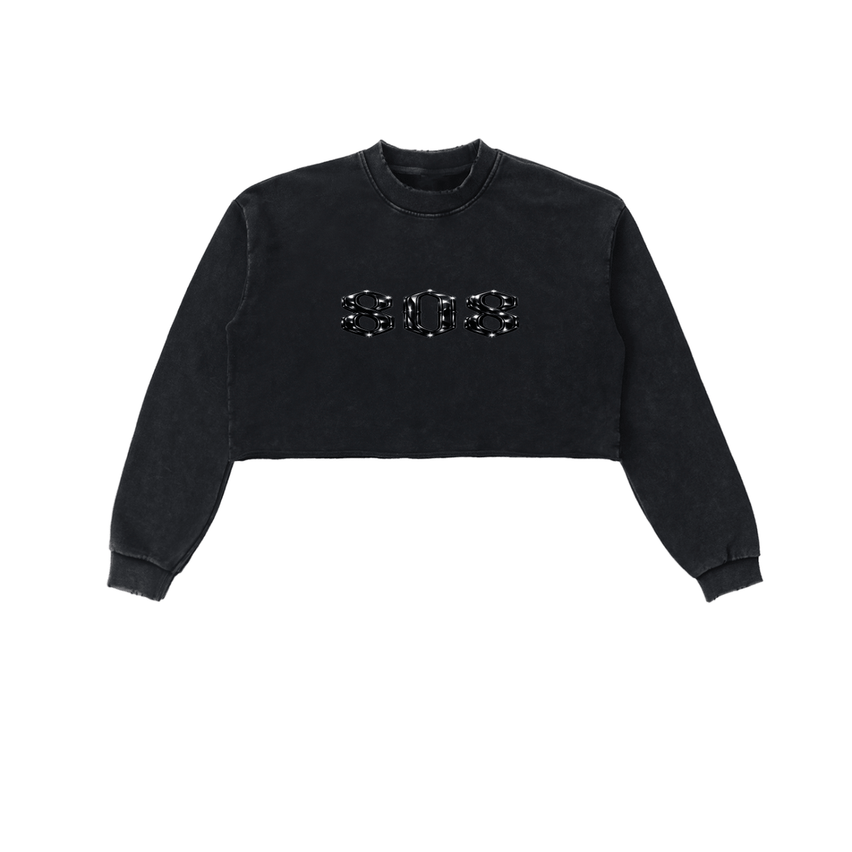 80HUSTLAH Raw Edge Cropped Sweatshirt - 808HUSTLAH