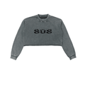 80HUSTLAH Raw Edge Cropped Sweatshirt - 808HUSTLAH