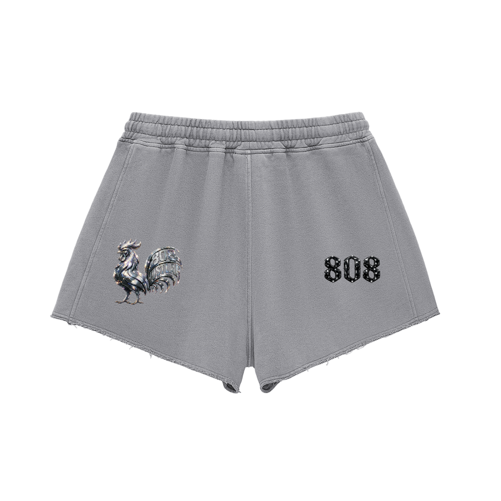808HUSTLAH STREETWEAR Raw Edge Drawstring Shorts