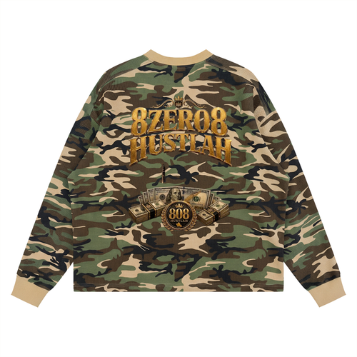808 HUSTLAH Waffle Boxy Long Sleeve T-Shirt