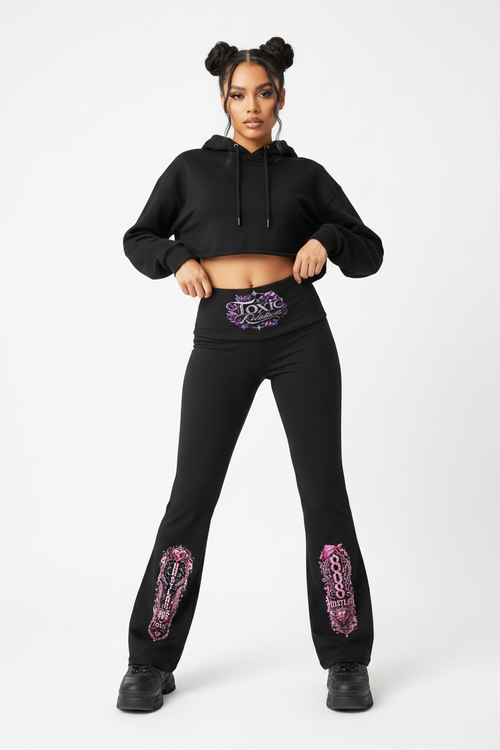 Black Flare Pants Mockup