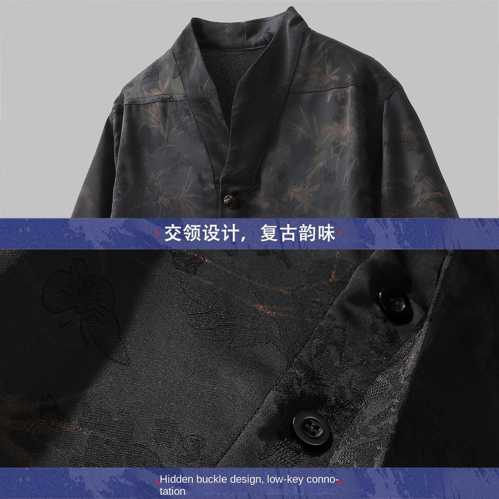 GRIND IN DA GOLD Mandarin Collar Shirt - 808HUSTLAH